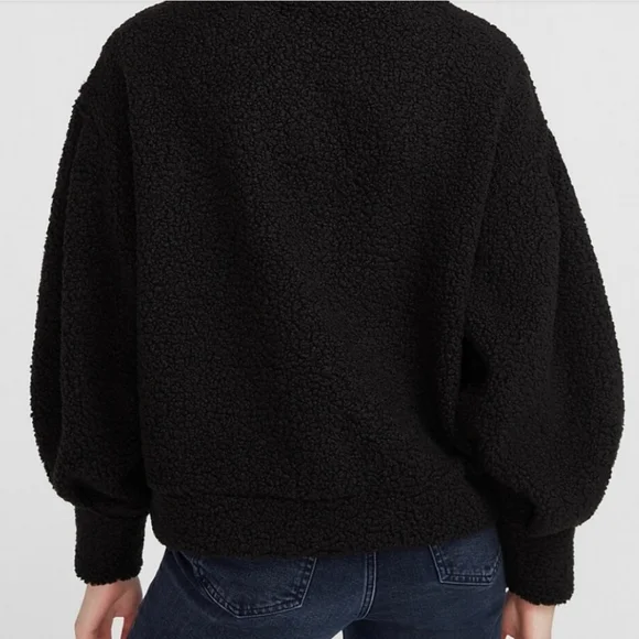 Express Black Cowl Neck Sweater with Textured Knit and Long Sleeves - Picture 2 of 14